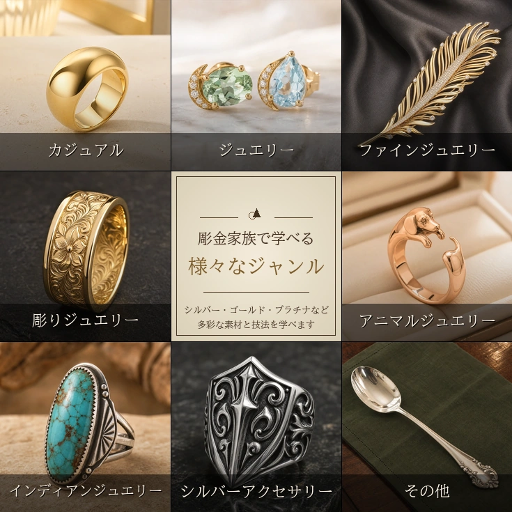 彫金家族で学べるジュエリー・シルバーアクセサリー製作作品のギャラリーイメージ