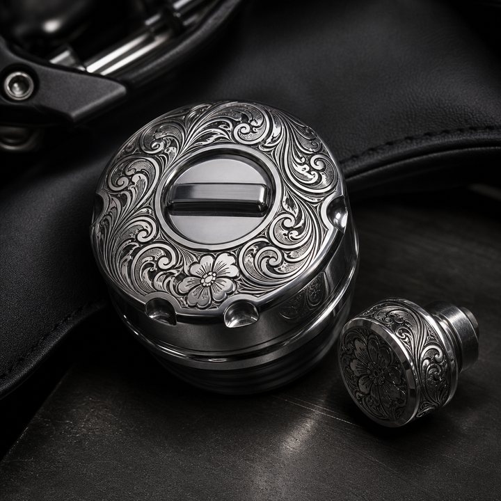 金属製エングレービングバイクパーツ